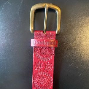 Desigual Red Leather Belt